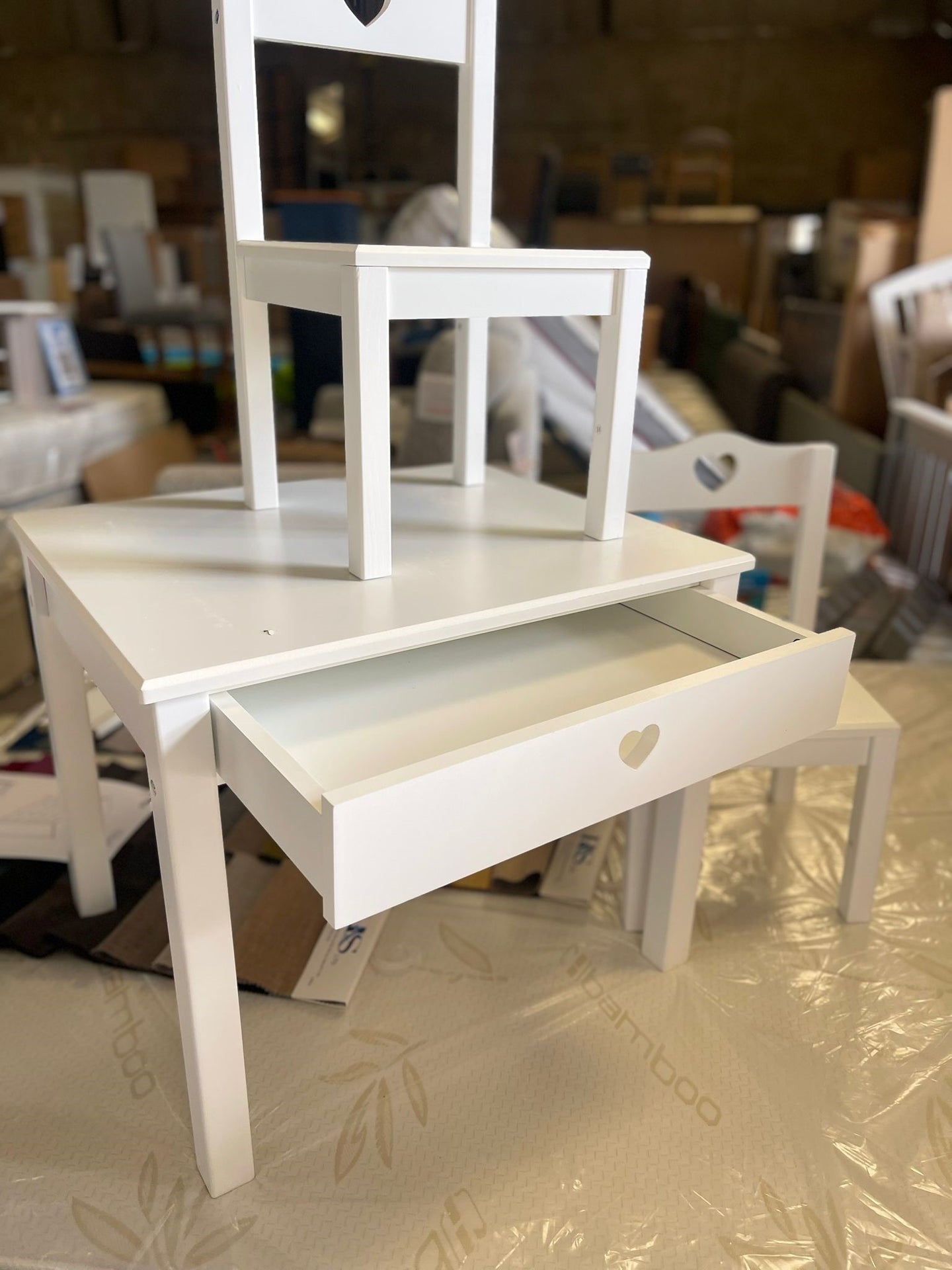 Assembled Mia Kids Table & 2 Chairs - White